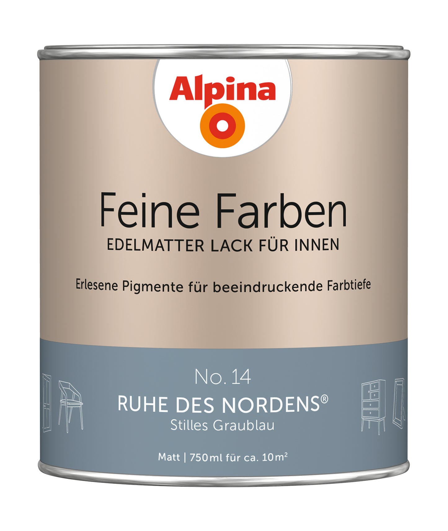 Alpina Feine Farben Lack No. 14 Ruhe des Nordens® edelmatt 750ml