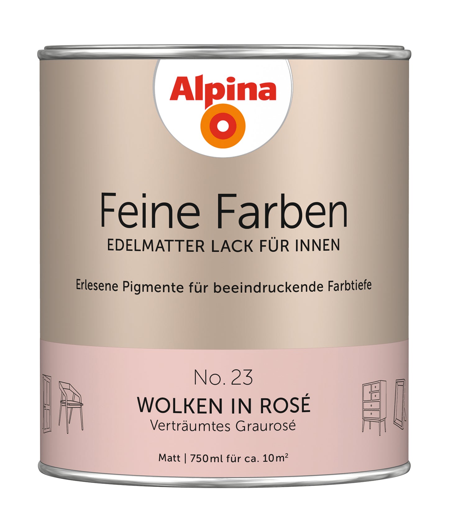 Alpina Feine Farben Lack No. 23 Wolken in Rosé edelmatt 750ml