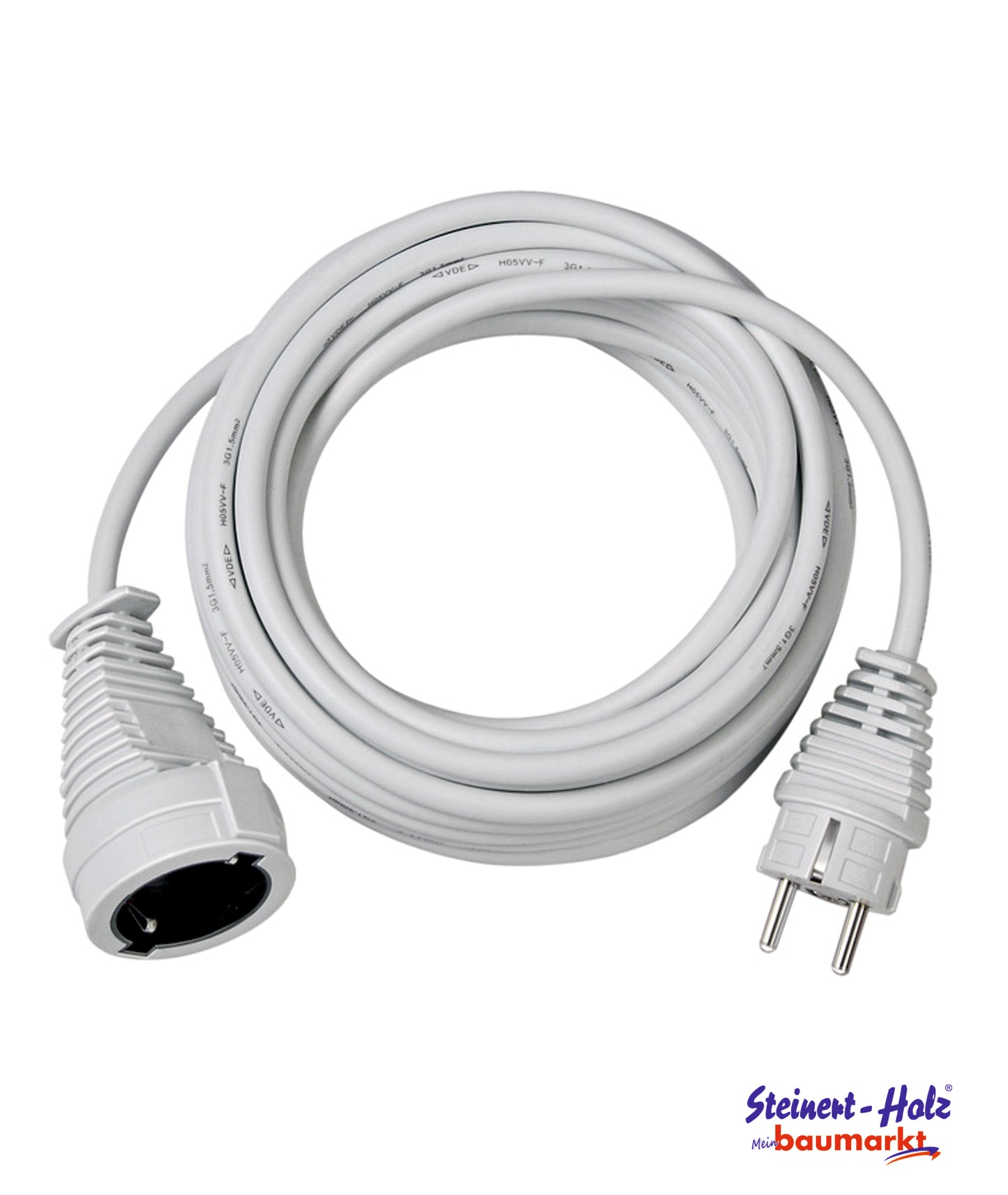 Verlängerungskabel 5m H05VV-F3G1,5 weiss