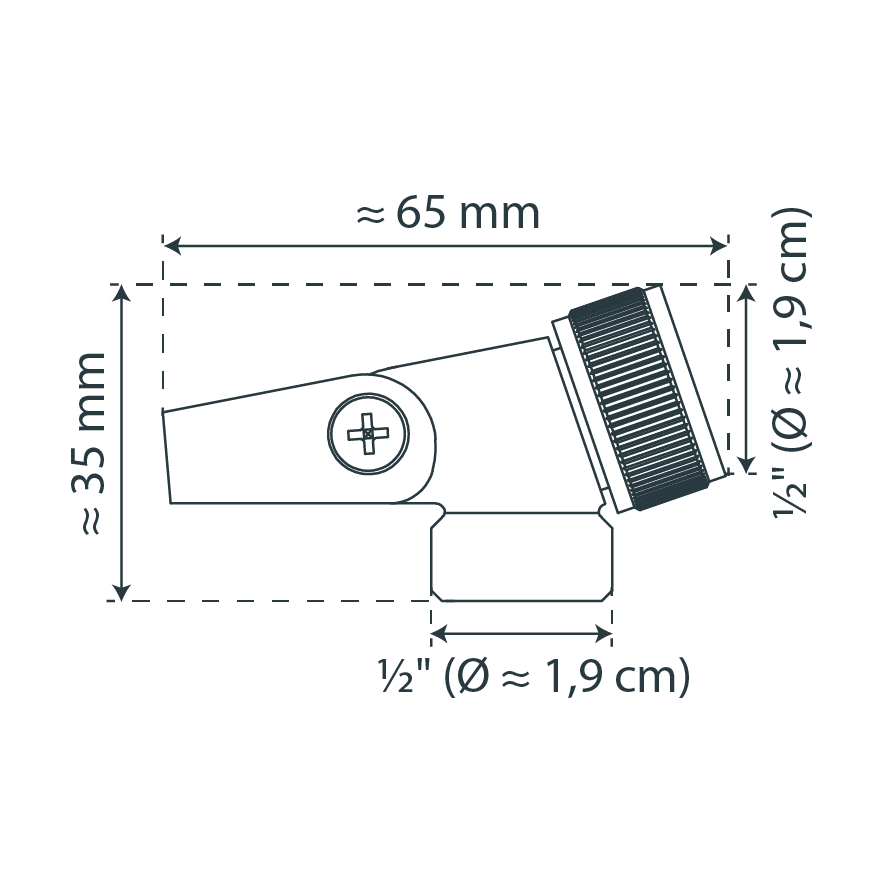 MS MV-1PR Gelenkstück, Chrom, 1/2'', für Zapfen