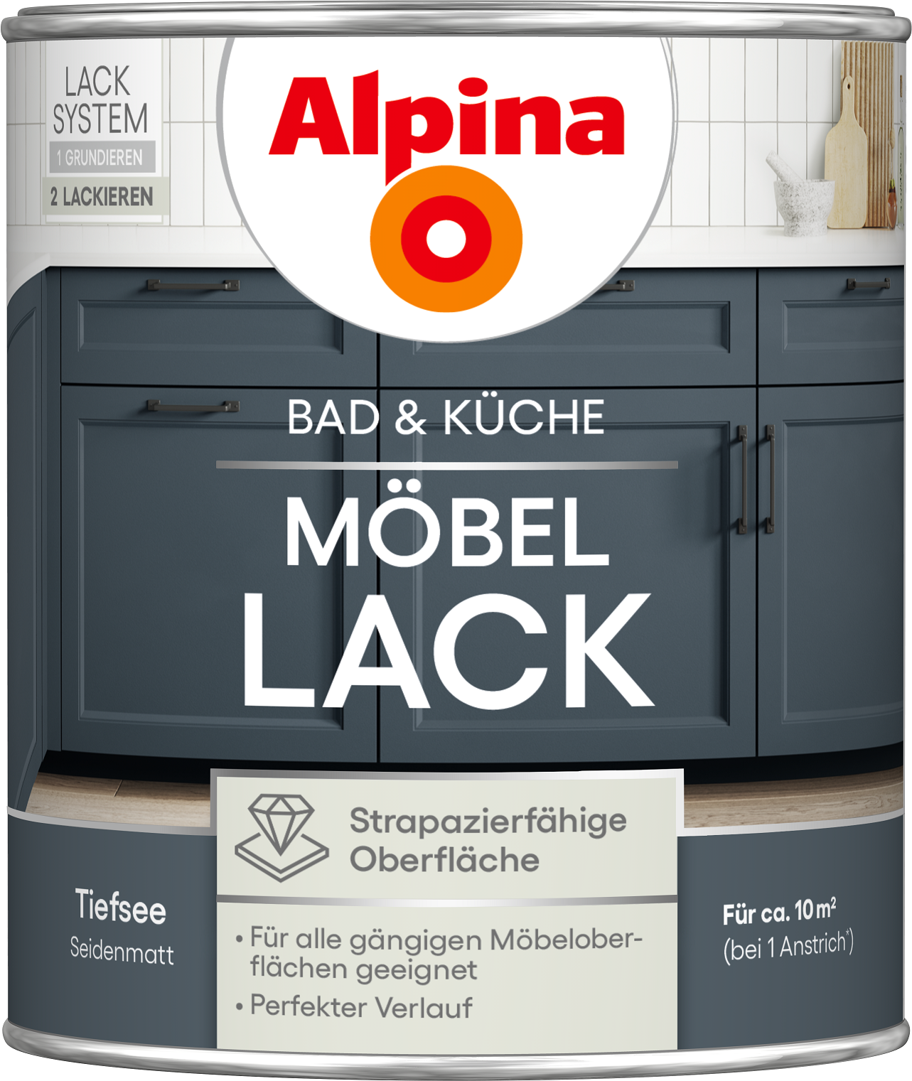 Alpina Bad & Küche Möbel-Lack Tiefsee SM 0,75L