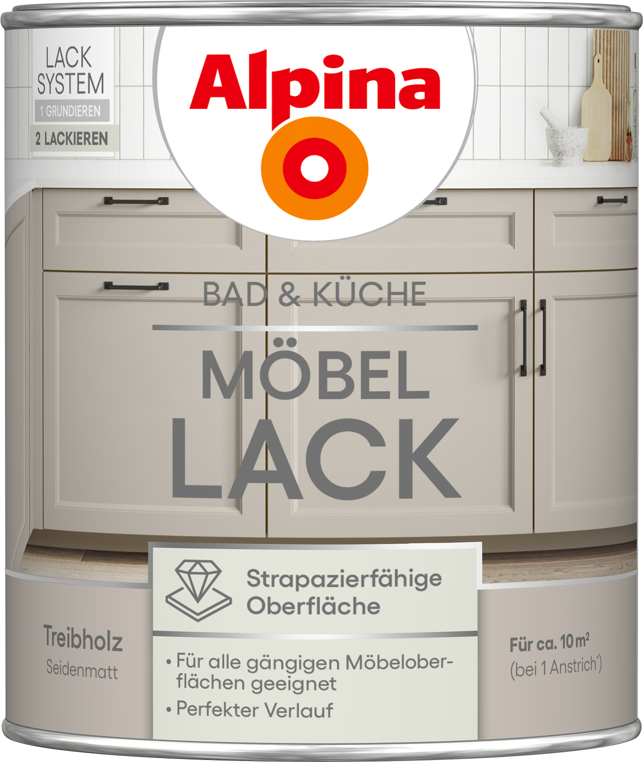 Alpina Bad & Küche Möbel-Lack Treibholz SM 0,75L