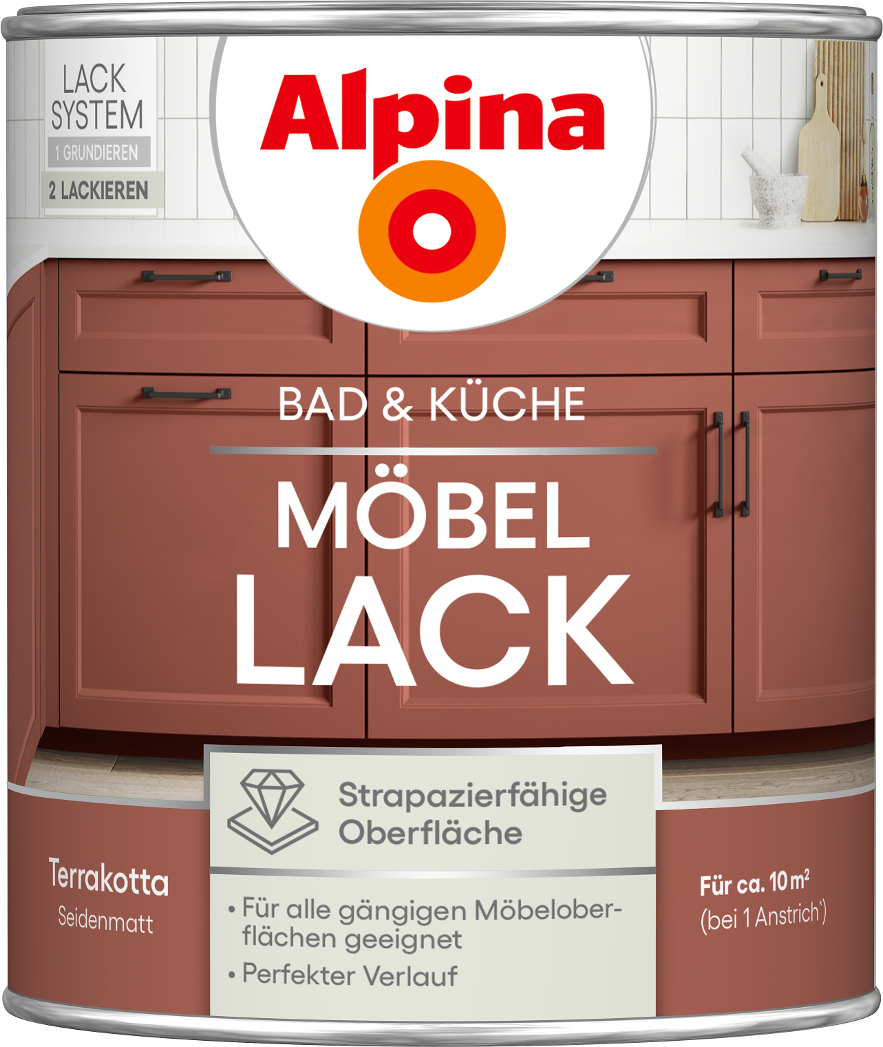 Alpina Bad & Küche Möbel-Lack Terrakotta SM 0,75L