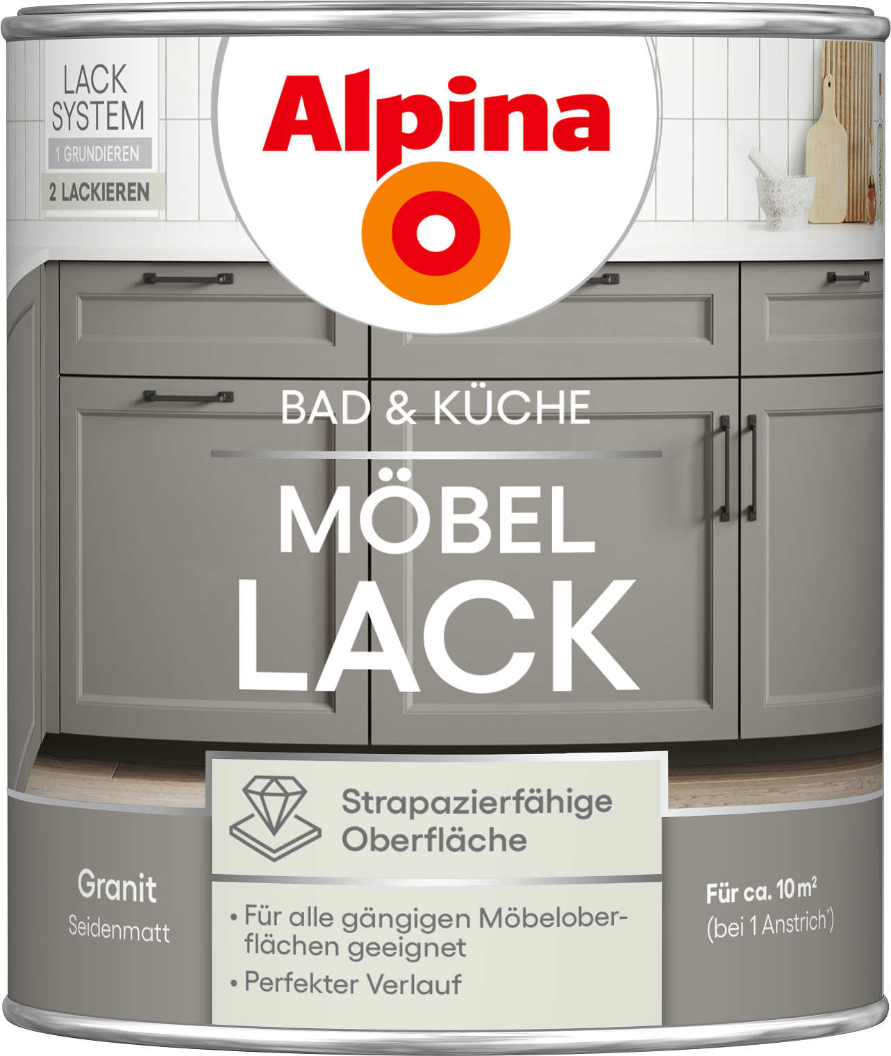 Alpina Bad & Küche Möbel-Lack Granit SM 0,75L