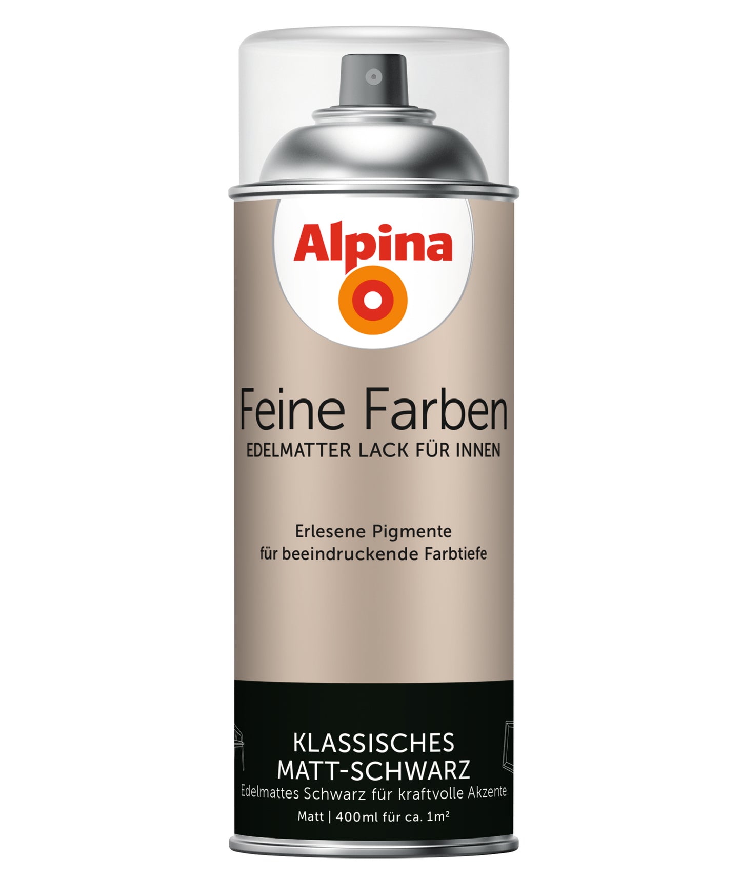 Alpina Feine Farben Sprühlack Klassisches Matt-Schwarz edelmatt 400ml