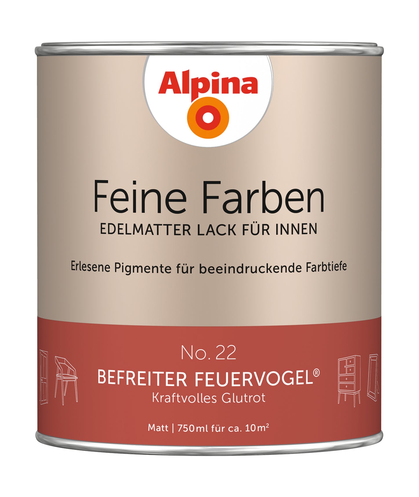 Alpina Feine Farben Lack No. 22 Befreiter Feuervogel® edelmatt 750ml