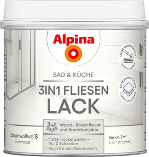 Alpina Bad & Küche 3in1 Fliesenlack Weiß 0,5 Liter