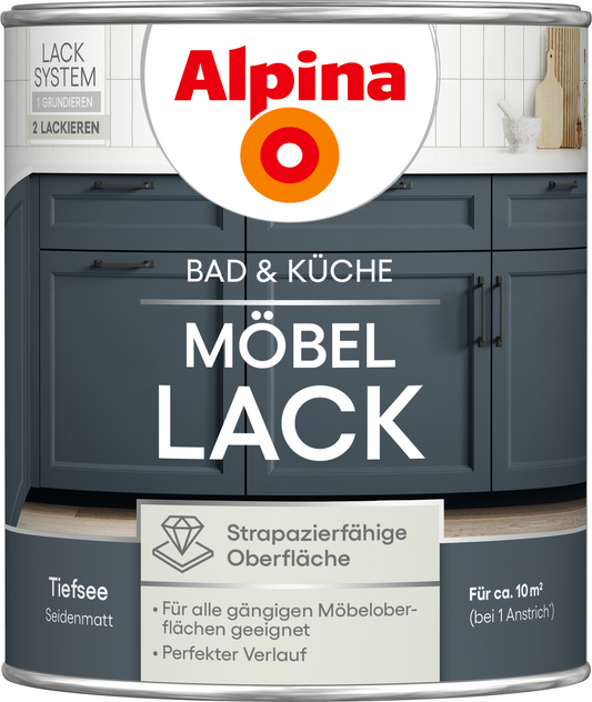 Alpina Bad & Küche Möbel-Lack Tiefsee SM 0,75L