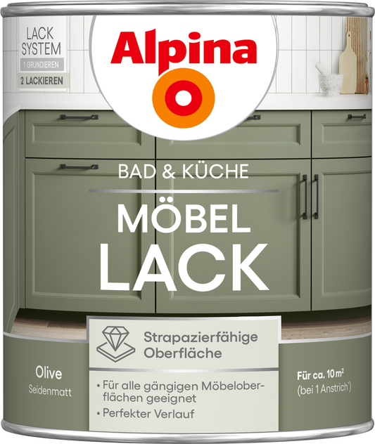 Alpina Bad & Küche Möbel-Lack Olive SM 0,75L