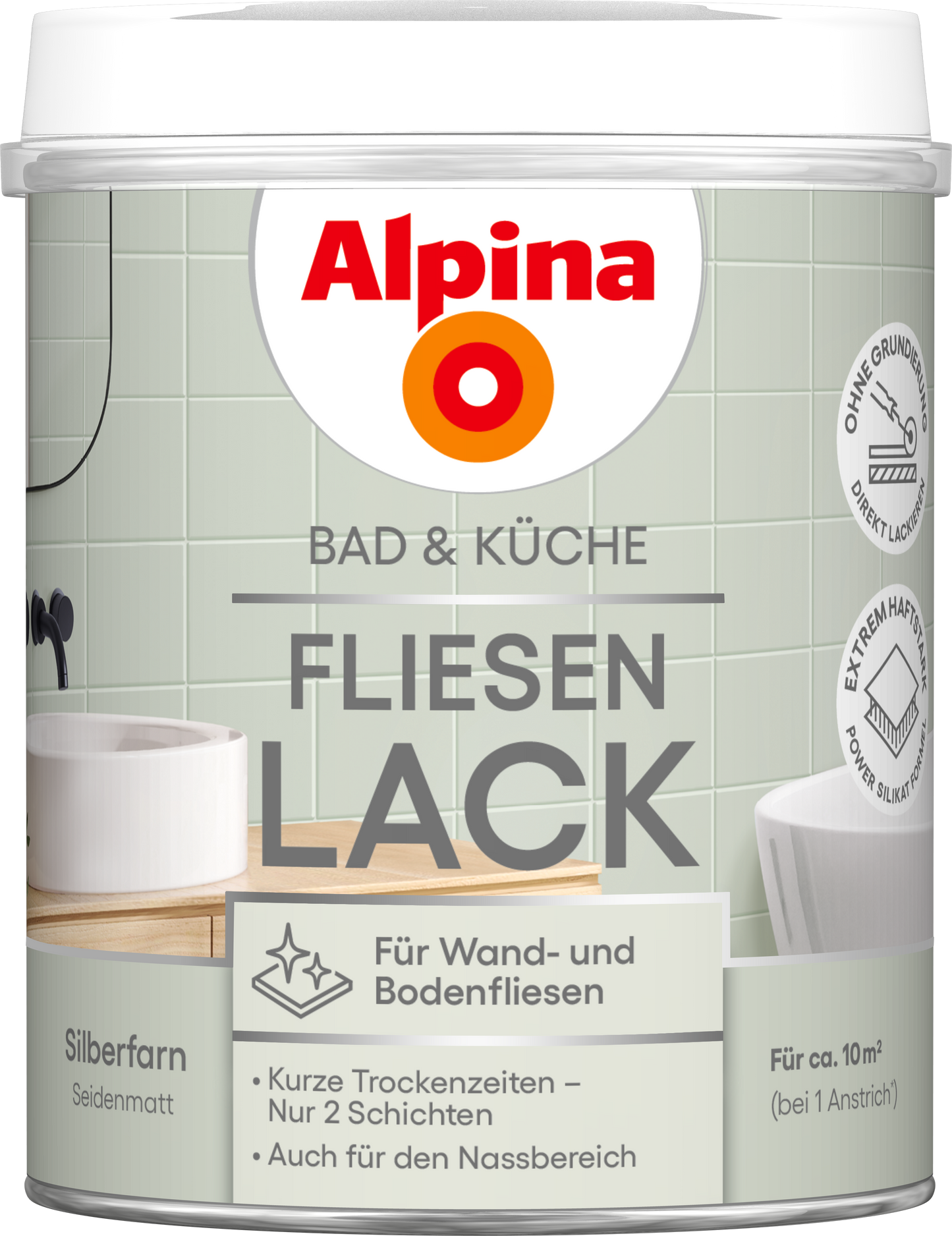 Alpina Bad & Küche Fliesen-Lack Silberfarn SM 750ml