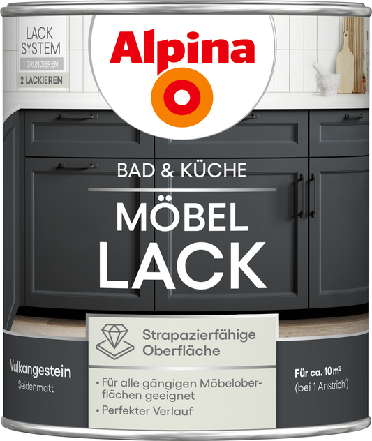 Alpina Bad & Küche Möbel-Lack Vulkangestein SM 0,75L