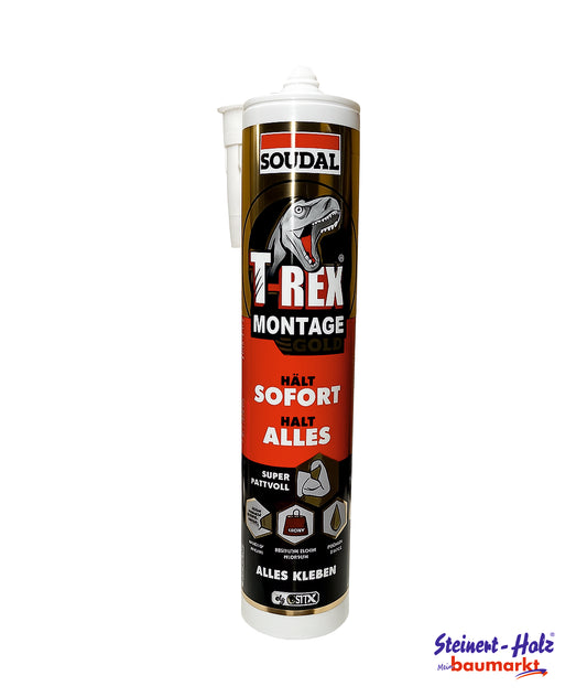 Soudal T-REX Montage Gold 415 g – Extra starker Polymer-Montagekleber – Alleskleber für Innen & Außen