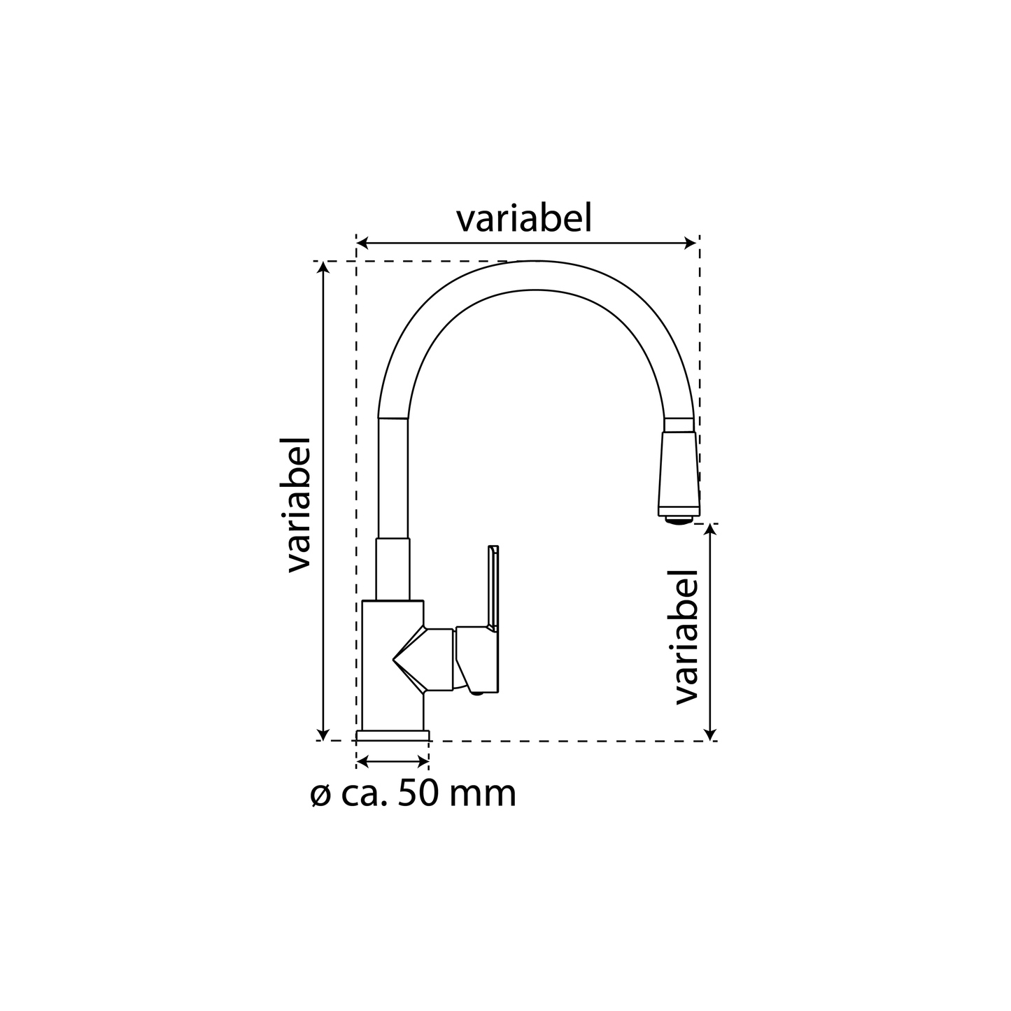 FLEXO Spültischarmatur, Edelstahloptik/Schwarz