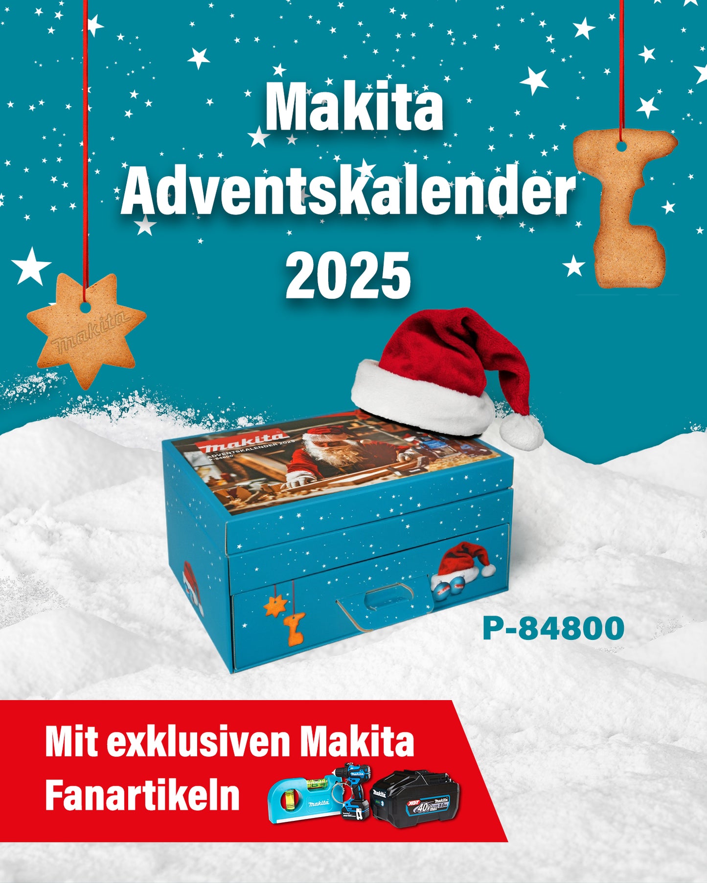 Makita Adventskalender P-84800, 2025, gefüllt mit Werkzeug & Zubehör